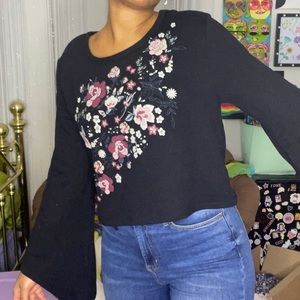 Bell Sleeve Embellished Top